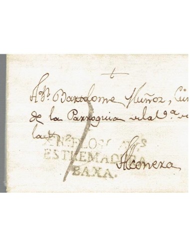 FA8273. PREFILATELIA. 1823, Carta completa circulada de Oliva a Alconera
