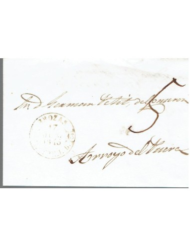 FA8275. PREFILATELIA. 1845, 17 de junio. Carta completa circulada de Brozas a Arroyo del Puerco