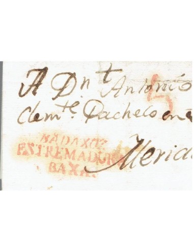 FA8280. PREFILATELIA. 1813, 10 de septiembre. Carta completa circulada de Badajoz a Merida