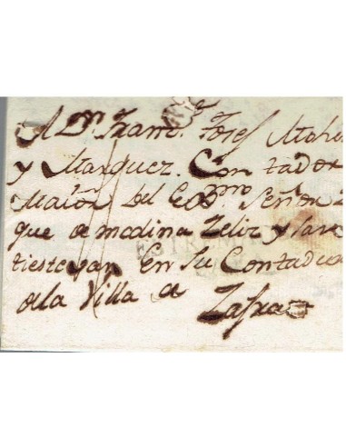 FA8284. PREFILATELIA. 1798, 9 de enero. Carta completa circulada de Santa Marta a Zafra