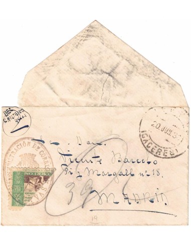 FA8629. 1938, Carta circulada con cuño de la Administracion de Correo de Hervas a Madrid