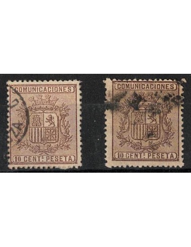 FA8880. HISTORIA POSTAL. 1874, 1 de octubre. Escudo de España. Conjunto de 2 valores cancelados