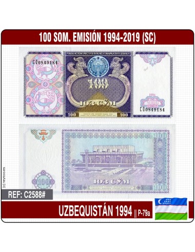 Uzbequistán 1994. 100 som. Emisión 1994-2019 (SC) P-79a