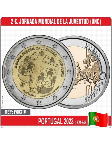 Portugal 2023. 2 euros. Jornada mundial de la Juventud (UNC) KM-943