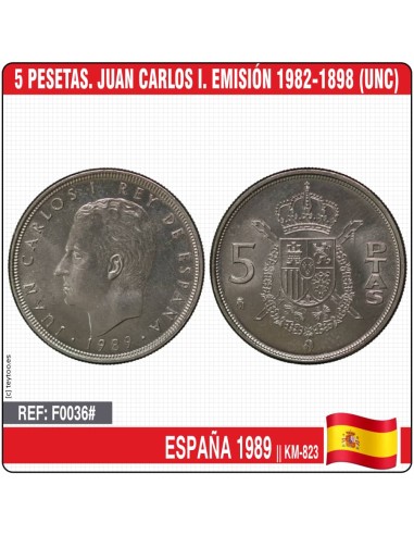 España 1989. 5 pts. Juan Carlos I. Emisión 1982-1989 (UNC) KM-823