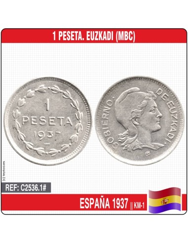 España 1937. 1 peseta. Euzkadi (MBC) KM-1