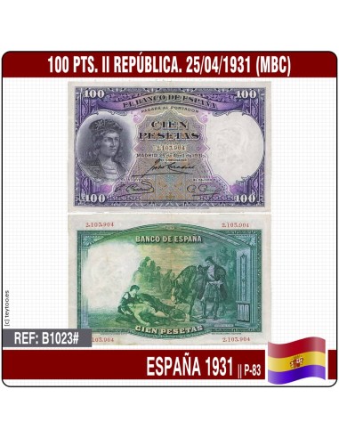 España 1931, 100 pts. Gran Capitán (VF)