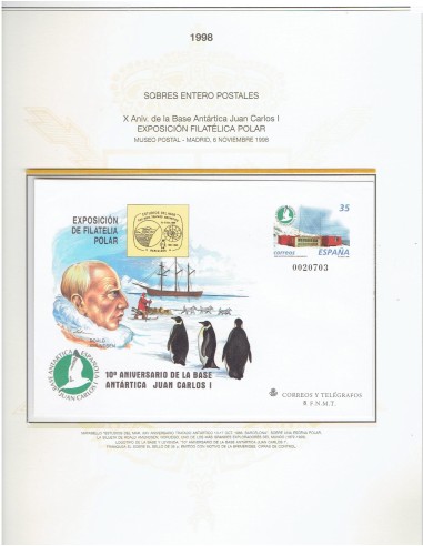 FA9250. HISTORIA POSTAL. 1998, 6 de noviembre. Exposición Filatelica Polar