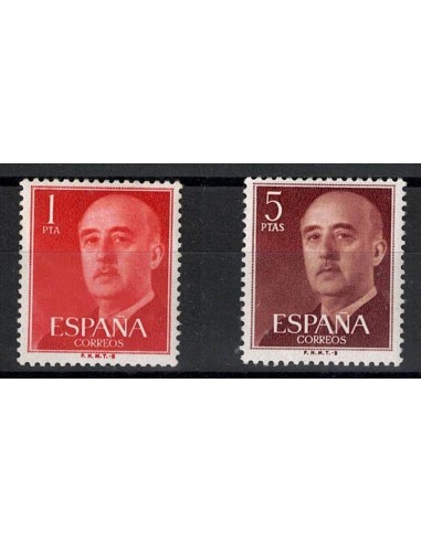 FA8969. HISTORIA POSTAL. 1955-56, General Franco. Valores de 1 y 5 pesetas