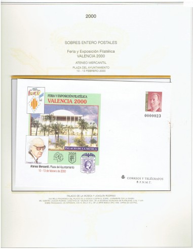 FA9273. HISTORIA POSTAL. 2000, 10 de febrero. Feria y Exposición Filatelica VALENCIA 2000