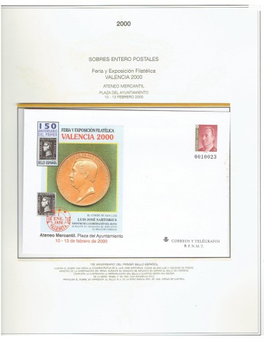 FA9274. HISTORIA POSTAL. 2000, 10 de febrero. Feria y Exposición Filatelica VALENCIA 2000