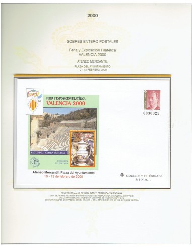 FA9276. HISTORIA POSTAL. 2000, 10 de febrero. Feria y Exposición Filatelica VALENCIA 2000