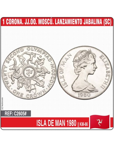 Isla de Man 1980. 1 corona. JJ.OO. Moscú (SC) KM-66