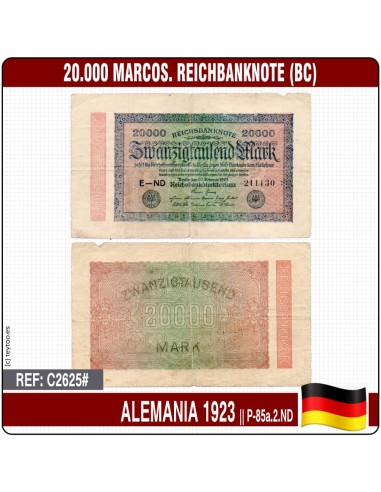 Alemania 1923. 20.000 marcos. Reichbanknote (BC) P-85a.2.ND