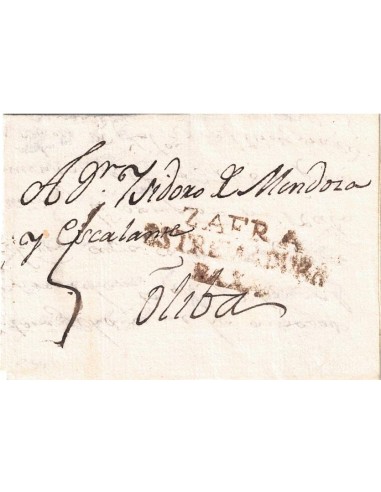 FT0081. PREFILATELIA. 1806. Carta circulada postalmente de Zafra a Oliva
