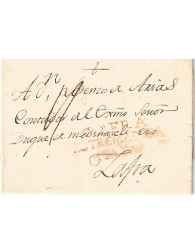 FT0086. PREFILATELIA. 1802, 16 de octubre. Carta circulada postalmente en Zafra