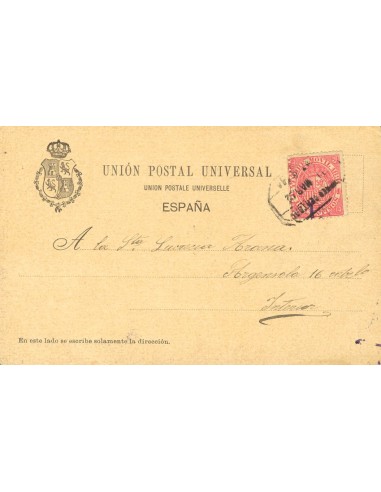 Fiscal. Sobre Fis 11. 1887. 10 cts rosa MOVIL. Tarjeta de correo Interior de BILBAO. MAGNIFICA Y RARA.