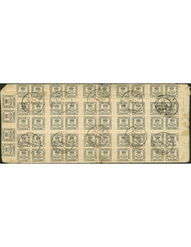 Alfonso XII. Sobre 173(25). 1903. 4/4 cuartos, veinticinco sellos en anverso y reverso. VIGO a EASTBOURNE (INGLATERRA). Al dor