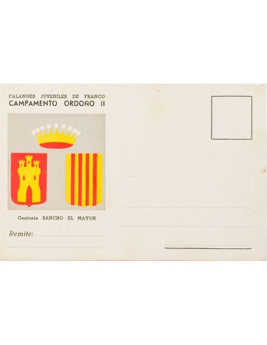 Guerra Civil. Postal Nacional. Sobre . (1937ca). Tarjeta Postal Ilustrada FALANGES JUVENILES DE FRANCO. CENTURIA SANCHO EL MAY