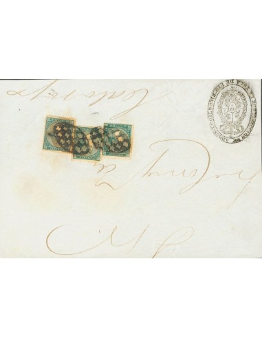 Puerto Rico. Sobre Ant. 13, 14(2). (1868ca). 10 cts azul y 20 cts verde, dos sellos. Plica Judicial de SAN JUAN DE PUERTO-RICO