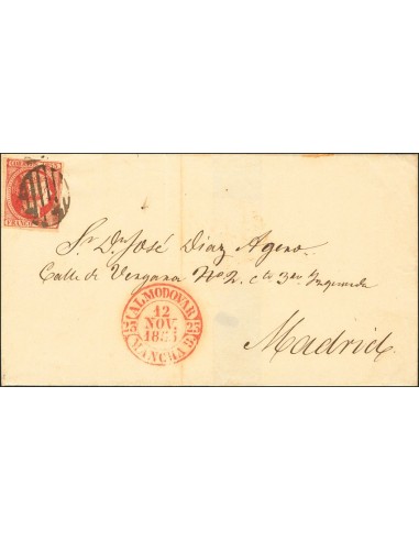 Castilla-La Mancha. Historia Postal. Sobre 17. 1853. 6 cuartos rosa. ALMODOVAR a MADRID. MAGNIFICA.