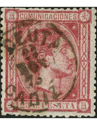 Andalucía. Filatelia. º166. 1875. 25 cts rosa. Matasello CEUTA / CADIZ. MAGNIFICO.