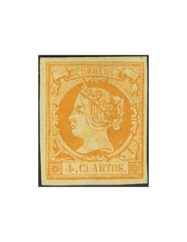 Falso Postal. (*)52F. 1860. 4 cuartos naranja. FALSO POSTAL TIPO XIII. MAGNIFICO.