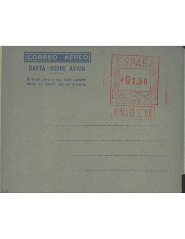 Matasello de Rodillo / Franqueo Mecánico. (*)11. 1949. 1´50 pts sobre aerograma. MAGNIFICO.
