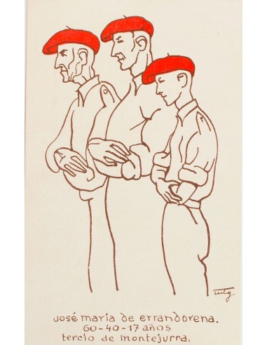 Guerra Civil. Postal Nacional. Sobre . (1937ca). Tarjeta Postal Ilustrada de la J.P.P. DE NAVARRA. JOSE MARIA DE ERRANDORENA.