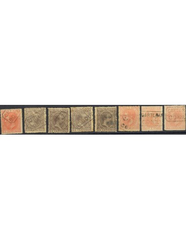 Andalucía. Filatelia. º210, 219. (1900ca). Colección de carterías de la provincia de CADIZ, generalmente buenas estampaciones.