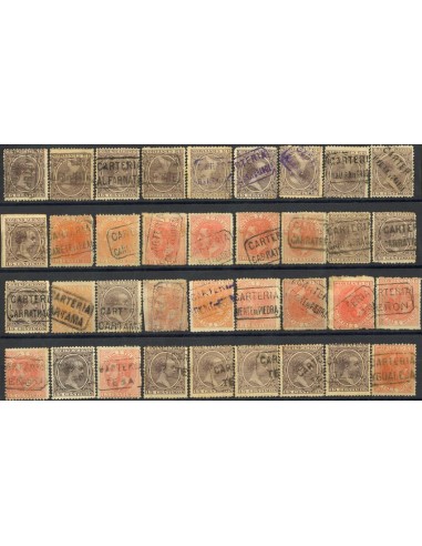 Andalucía. Filatelia. º210, 219. (1900ca). Colección de carterías de la provincia de MALAGA, generalmente buenas estampaciones