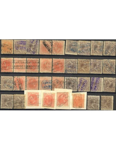 Cataluña. Filatelia. º210, 219. (1900ca). Colección de carterías de la provincia de TARRAGONA, generalmente buenas estampacion