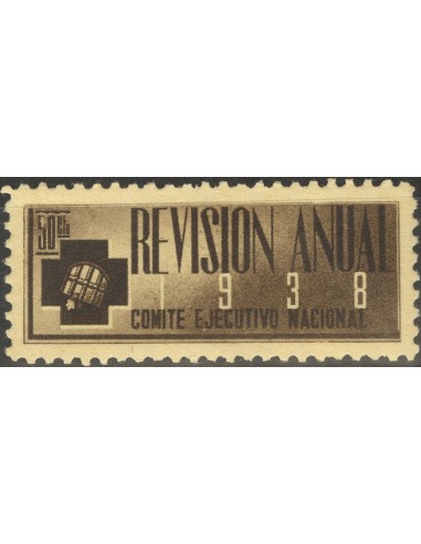 Guerra Civil. Viñeta. *. 1938. 50 cts castaño. S.R.I., REVISION ANUAL 1938. MAGNIFICA Y RARA. (Guillamón 1586).