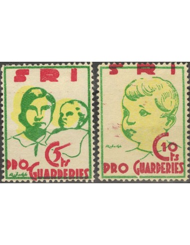 Guerra Civil. Viñeta. */(*). 1937. Serie completa. S.R.I., PRO-GUARDERIES. MAGNIFICA. (Guillamón 1600/01).