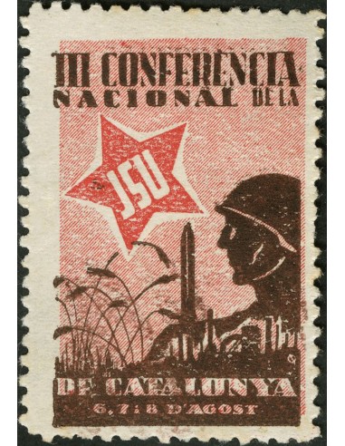 Guerra Civil. Viñeta. *. 1937. Sin valor, multicolor. J.S.U.C., III CONFERENCIA NACIONAL. MAGNIFICA. (Guillamón 2378).