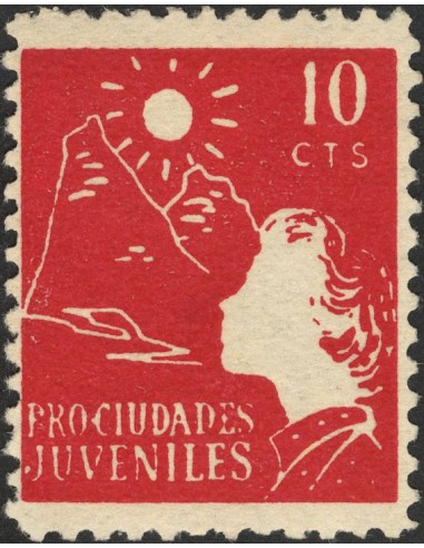 Guerra Civil. Viñeta. (*). 1937. 10 cts. PRO-CIUDADES JUVENILES. MAGNIFICA. (Guillamón 2506).