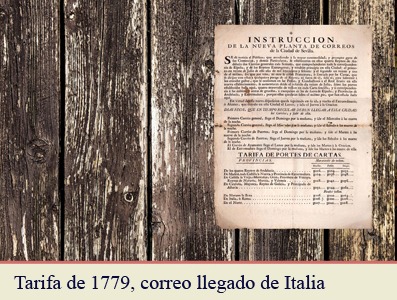 TARIFAS POSTALES DE 1779 PARA LA CORRESPONDENCIA PROCEDENTE DE ITALIA