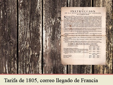 TARIFAS POSTALES DE 1805 PARA LA CORRESPONDENCIA PROCEDENTE DE FRANCIA