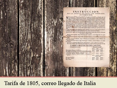 TARIFAS POSTALES DE 1805 PARA LA CORRESPONDENCIA PROCEDENTE DE ITALIA